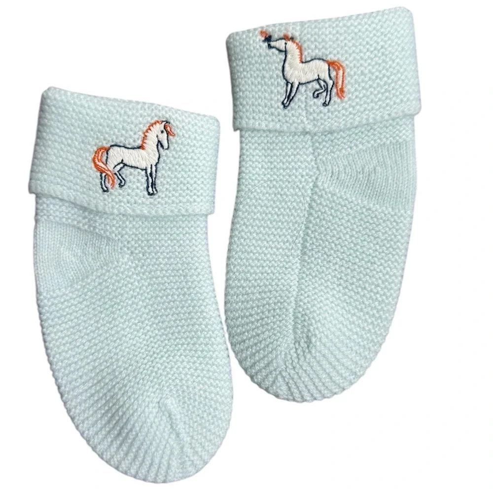 Authentic Hermès Baby Cashmere Socks Aqua Blue 100% Cashmere Size 6 Months